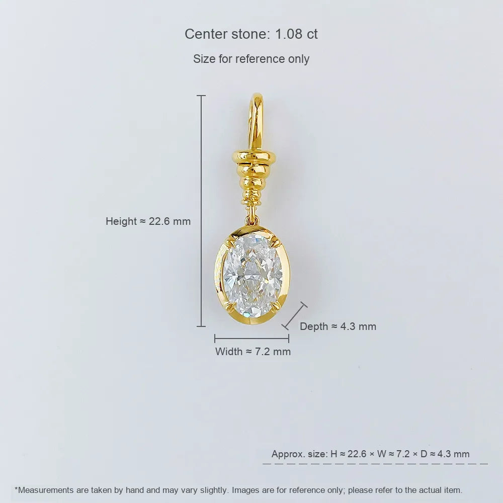 1 ct Four-Prong Oval-Cut Lab-Grown Diamond Pendant in 18K Yellow Gold
