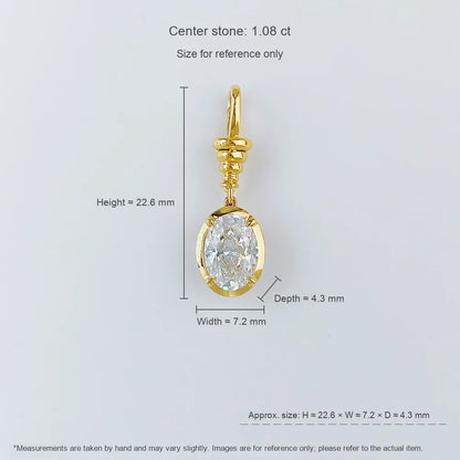 1 ct Four-Prong Oval-Cut Lab-Grown Diamond Pendant in 18K Yellow Gold