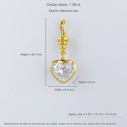 1.04 ct Three-Prong Heart-Cut Lab-Grown Diamond Pendant in 18K Yellow Gold