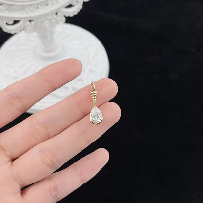 1.02 ct Minimalist Three-Prong Pear-Cut Lab-Grown Diamond Pendant in 18K Yellow Gold