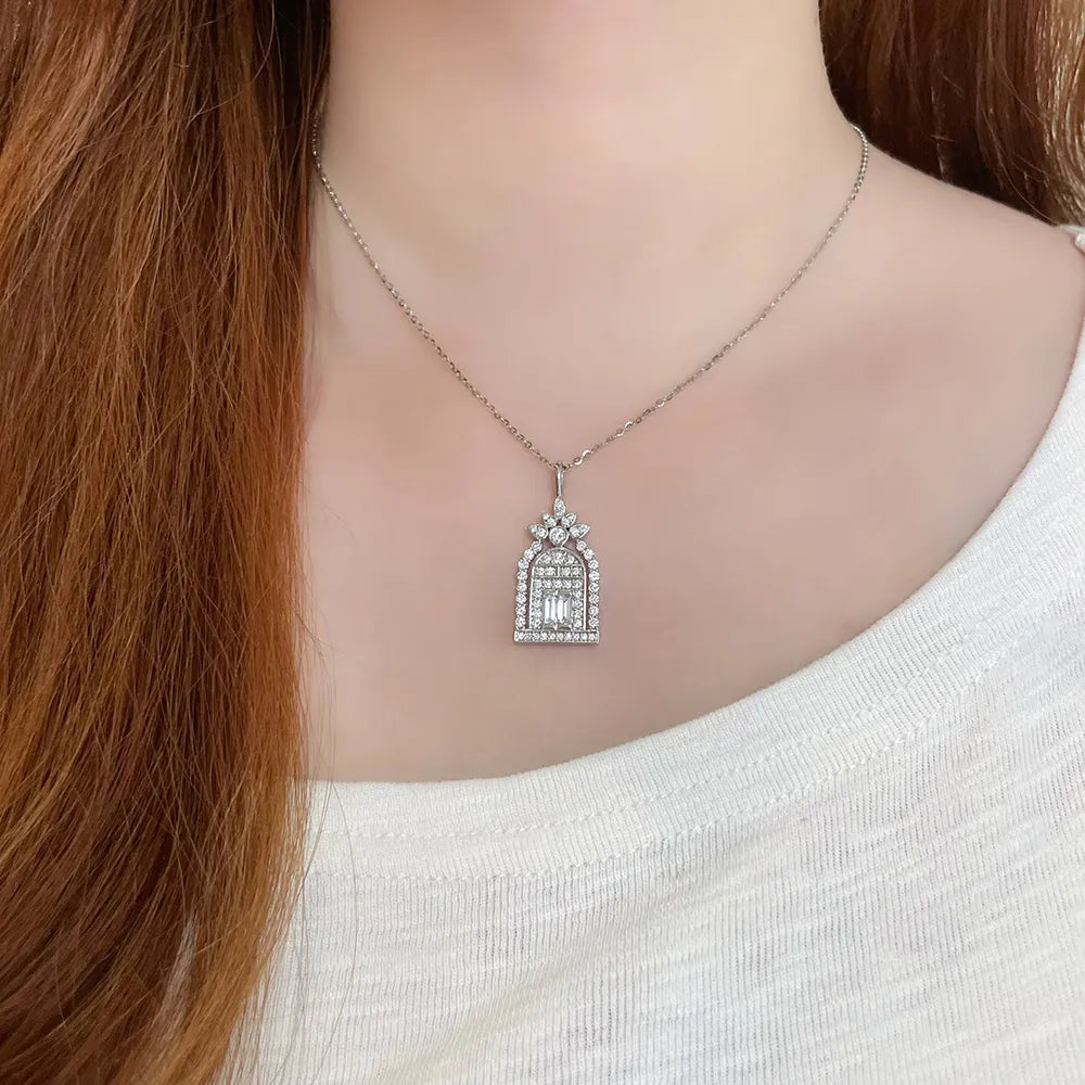 1.21 ctw Emerald-Cut Lab-Grown Diamond Pendant in PT950 Platinum