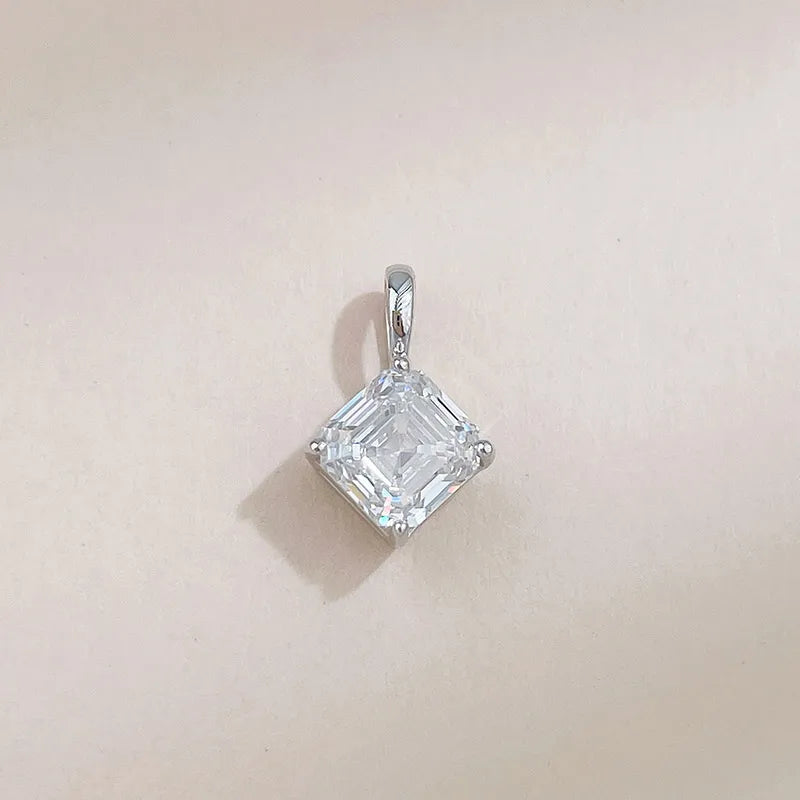 1.04 ct Minimalist Asscher-Cut Lab-Grown Diamond Pendant in 18K White Gold