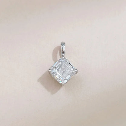 1.04 ct Minimalist Asscher-Cut Lab-Grown Diamond Pendant in 18K White Gold