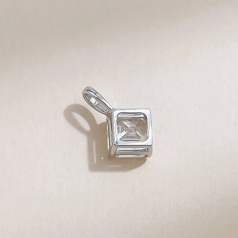 1.04 ct Minimalist Asscher-Cut Lab-Grown Diamond Pendant in 18K White Gold