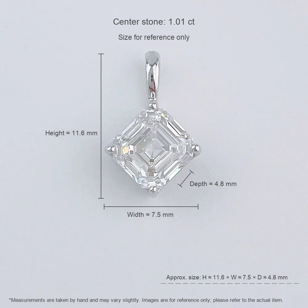 1.04 ct Minimalist Asscher-Cut Lab-Grown Diamond Pendant in 18K White Gold