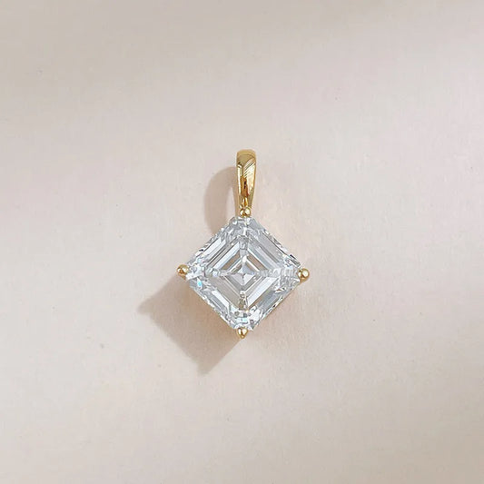 1.11 ct Minimalist Asscher-Cut Lab-Grown Diamond Pendant in 18K Yellow Gold