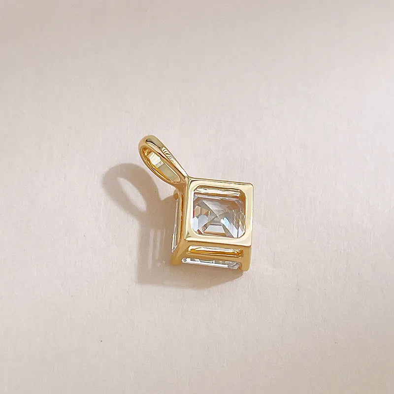 1.11 ct Minimalist Asscher-Cut Lab-Grown Diamond Pendant in 18K Yellow Gold