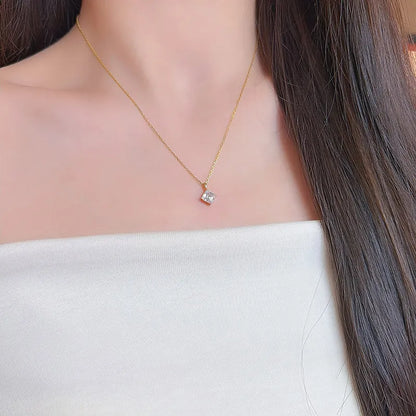1.11 ct Minimalist Asscher-Cut Lab-Grown Diamond Pendant in 18K Yellow Gold