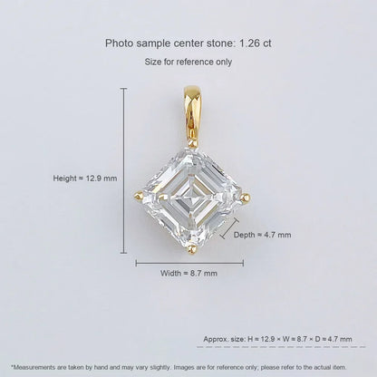 1.11 ct Minimalist Asscher-Cut Lab-Grown Diamond Pendant in 18K Yellow Gold