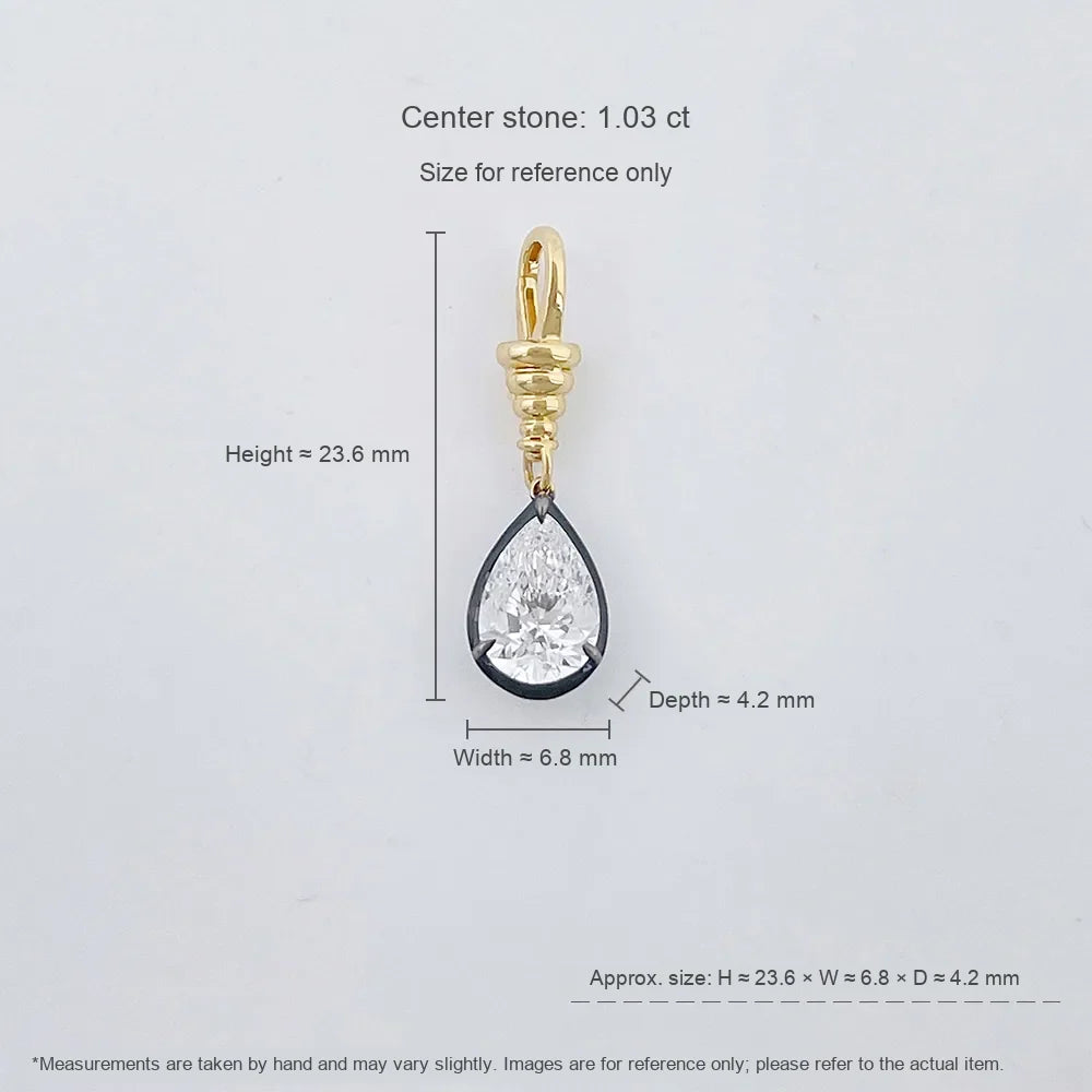 1.03 ct Minimalist Three-Prong Pear-Cut Lab-Grown Diamond Pendant in 18K Yellow Gold