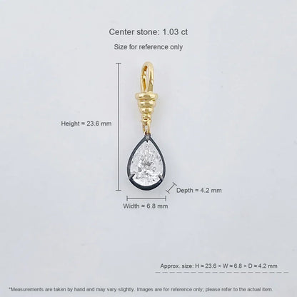 1.03 ct Minimalist Three-Prong Pear-Cut Lab-Grown Diamond Pendant in 18K Yellow Gold