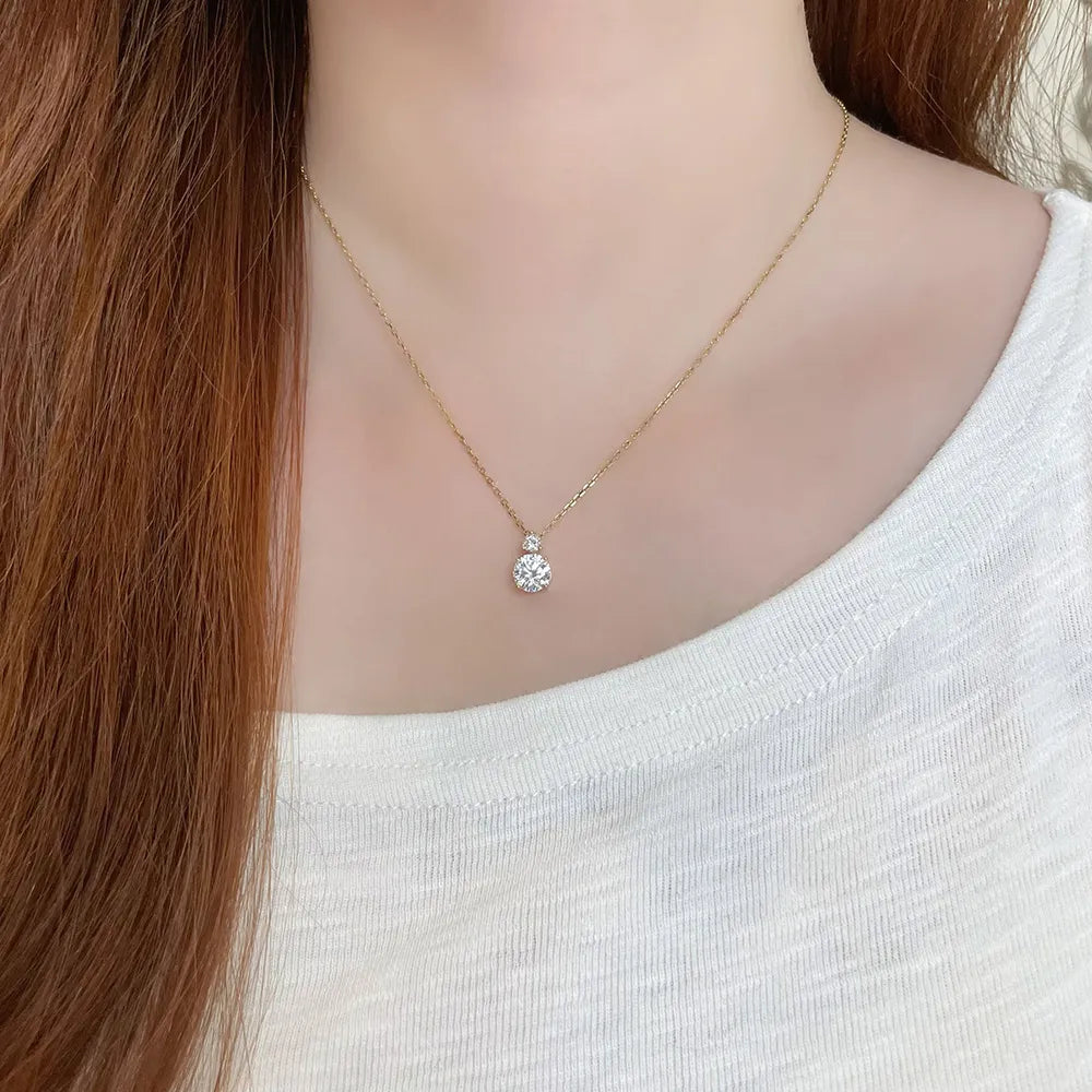 1.01 ct Four-Prong Round-Cut Lab-Grown Diamond Pendant in 18K Yellow Gold