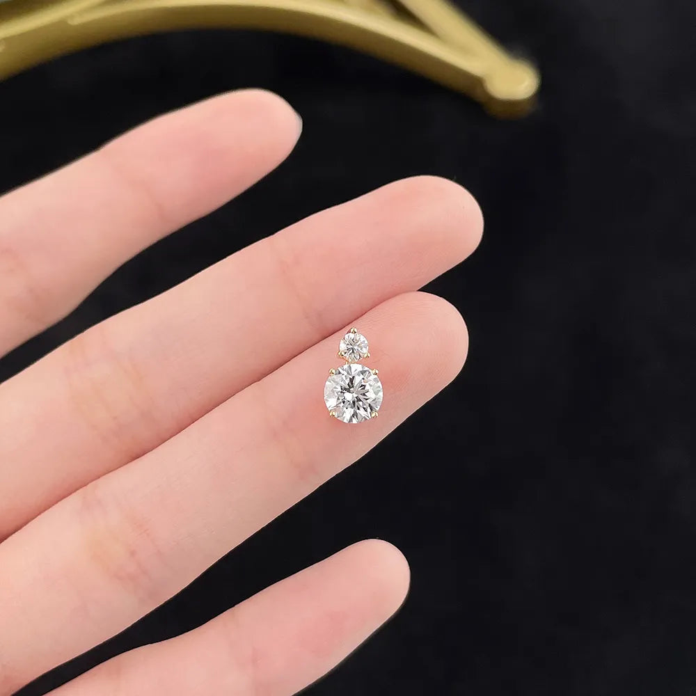 1.01 ct Four-Prong Round-Cut Lab-Grown Diamond Pendant in 18K Yellow Gold