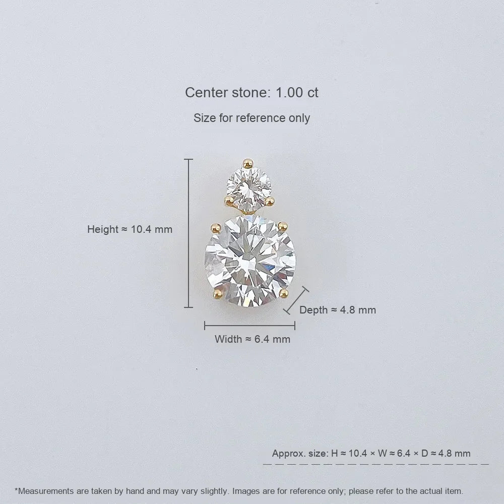1.01 ct Four-Prong Round-Cut Lab-Grown Diamond Pendant in 18K Yellow Gold