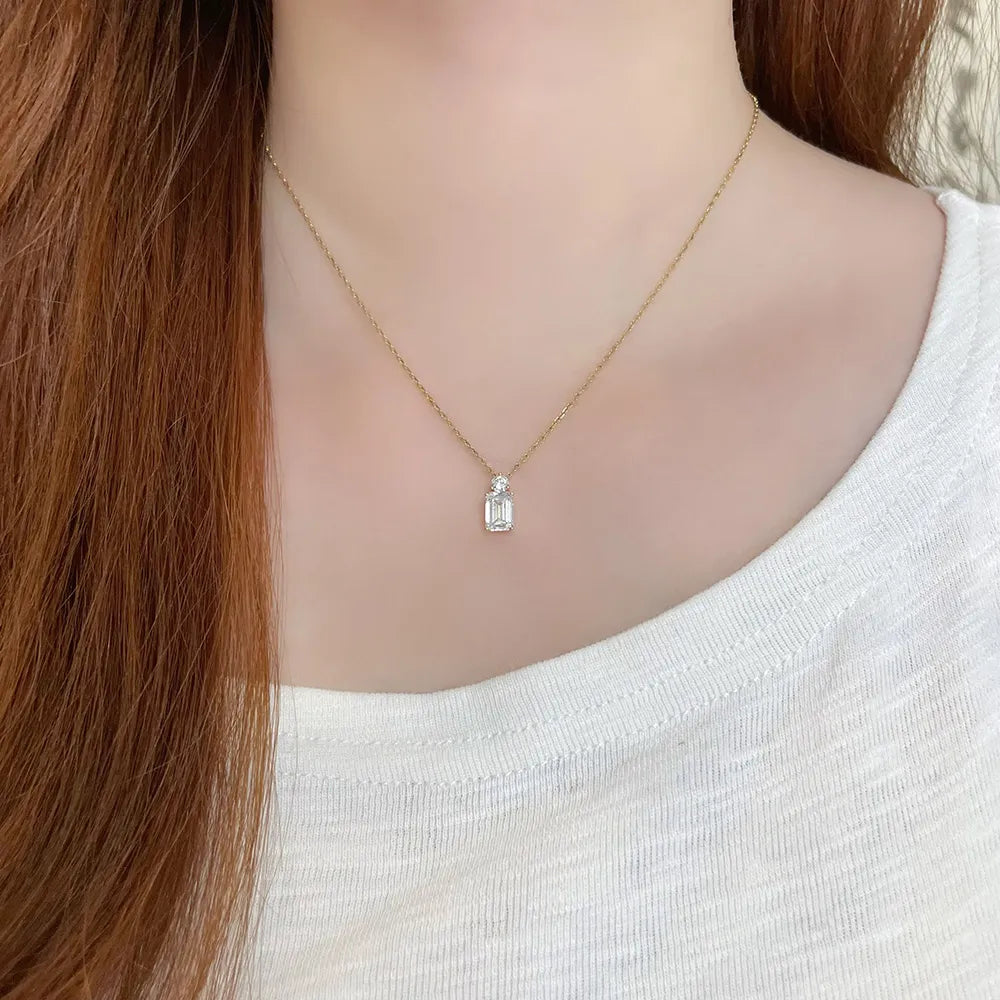 1.12 ct Celestial Four-Prong Emerald-Cut Lab-Grown Diamond Pendant in 18K Yellow Gold