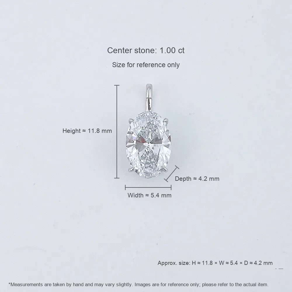 1.03 ct Minimalist Four-Prong Oval-Cut Lab-Grown Diamond Pendant in 18K White Gold