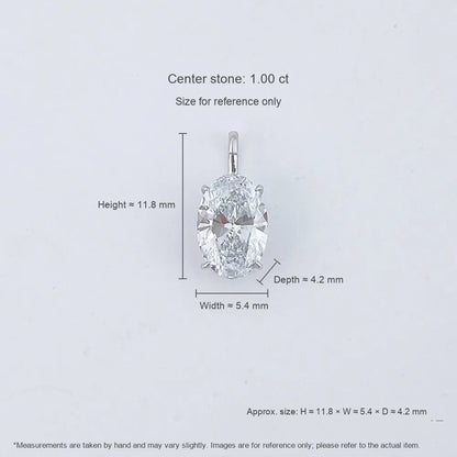 1.03 ct Minimalist Four-Prong Oval-Cut Lab-Grown Diamond Pendant in 18K White Gold