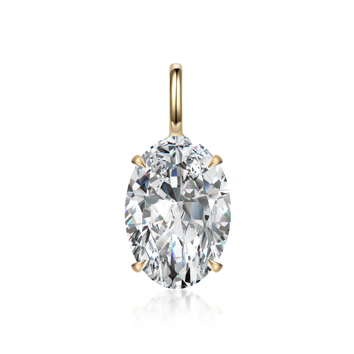 1.01 ct Minimalist Four-Prong Oval-Cut Lab-Grown Diamond Pendant in 18K Yellow Gold