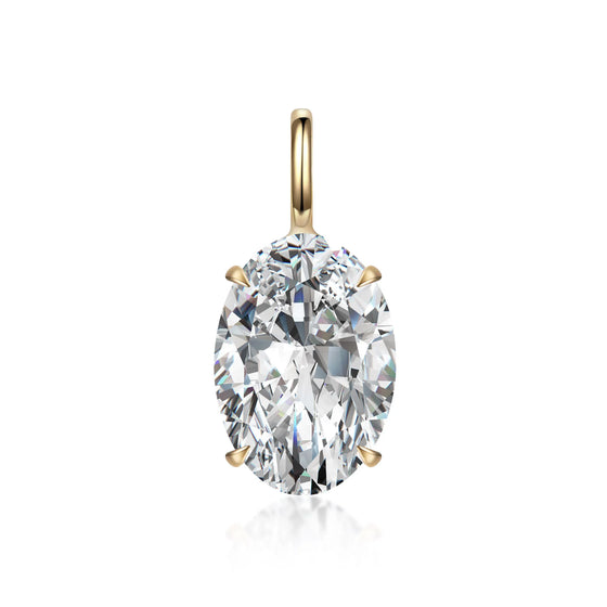 1.01 ct Minimalist Four-Prong Oval-Cut Lab-Grown Diamond Pendant in 18K Yellow Gold