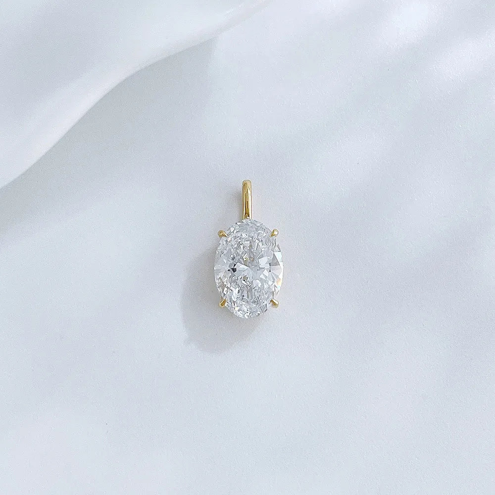 1.01 ct Minimalist Four-Prong Oval-Cut Lab-Grown Diamond Pendant in 18K Yellow Gold