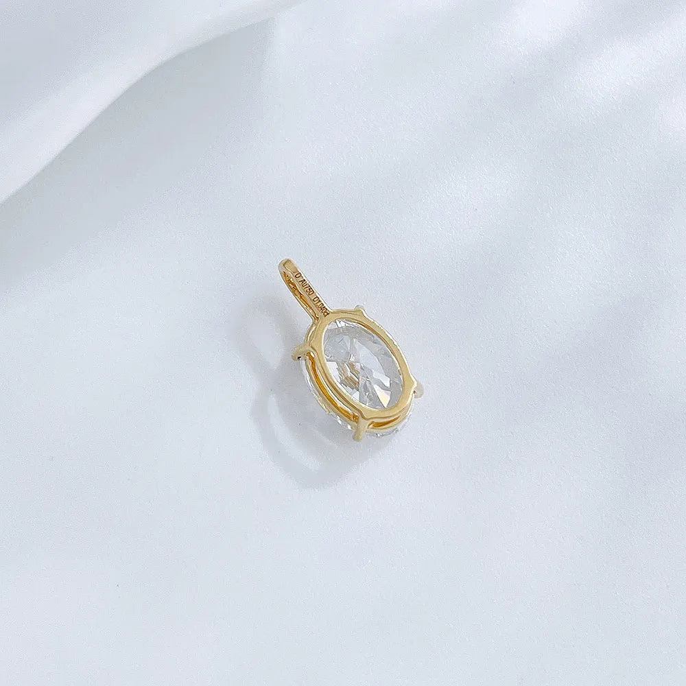 1.01 ct Minimalist Four-Prong Oval-Cut Lab-Grown Diamond Pendant in 18K Yellow Gold