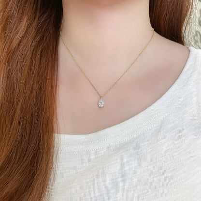 1.01 ct Minimalist Four-Prong Oval-Cut Lab-Grown Diamond Pendant in 18K Yellow Gold