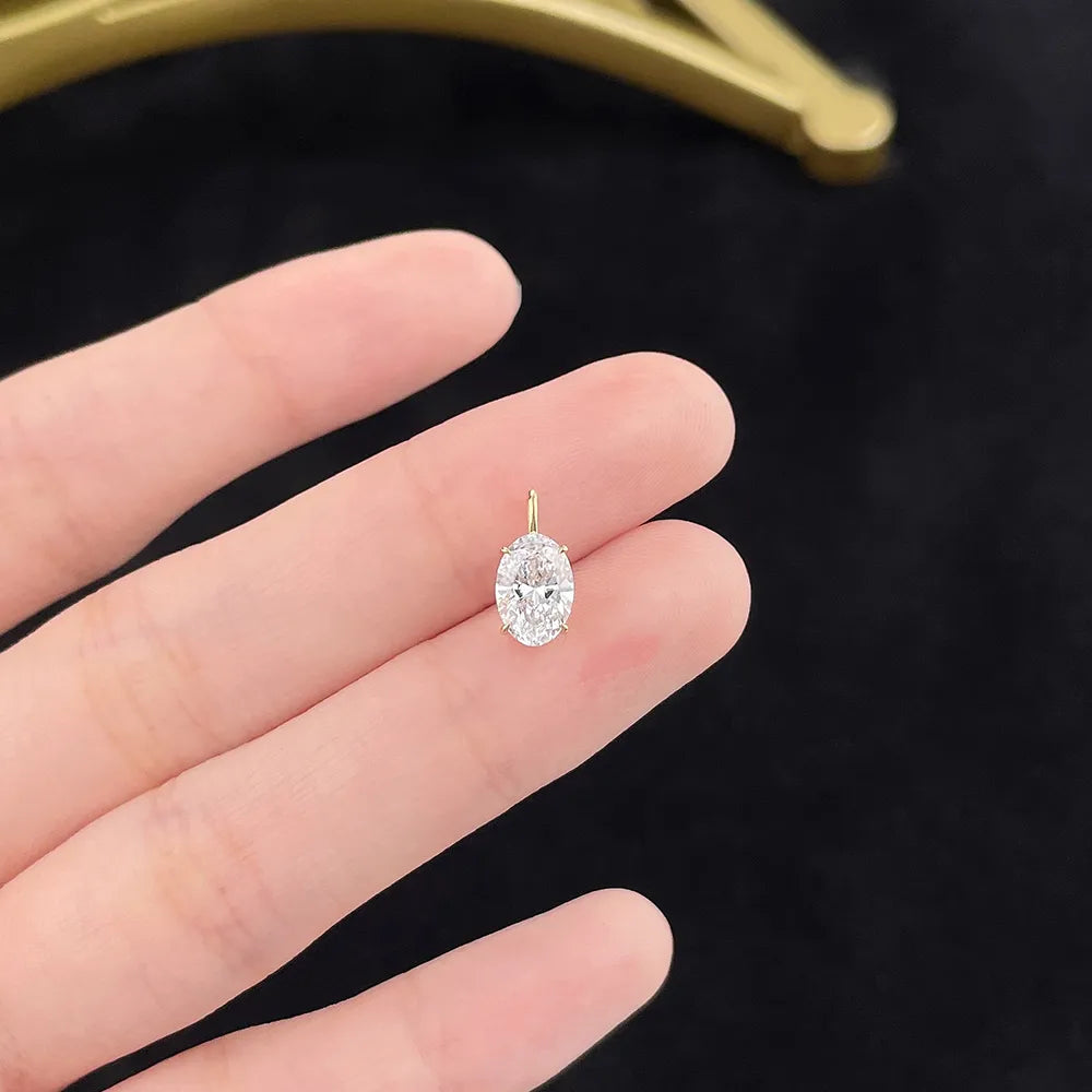1.01 ct Minimalist Four-Prong Oval-Cut Lab-Grown Diamond Pendant in 18K Yellow Gold