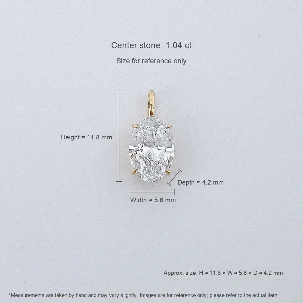 1.01 ct Minimalist Four-Prong Oval-Cut Lab-Grown Diamond Pendant in 18K Yellow Gold