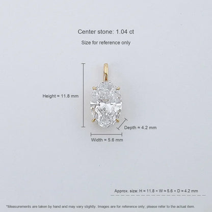 1.01 ct Minimalist Four-Prong Oval-Cut Lab-Grown Diamond Pendant in 18K Yellow Gold