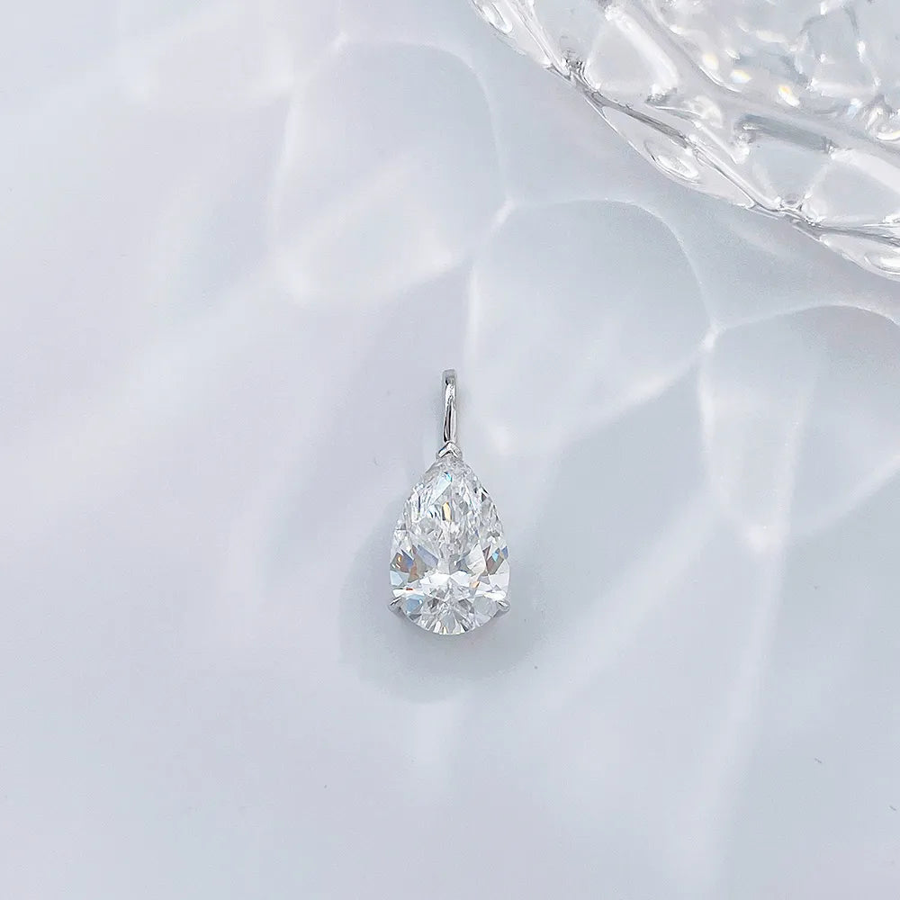 1.04 ct Minimalist Three-Prong Pear-Cut Lab-Grown Diamond Pendant in 18K White Gold
