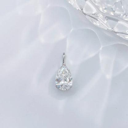 1.04 ct Minimalist Three-Prong Pear-Cut Lab-Grown Diamond Pendant in 18K White Gold