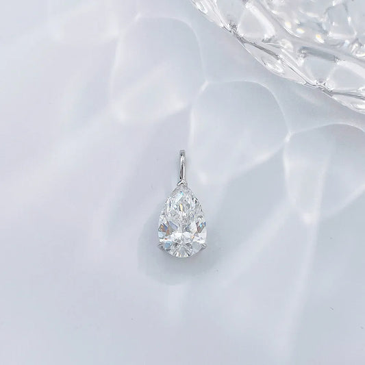 1.04 ct Minimalist Three-Prong Pear-Cut Lab-Grown Diamond Pendant in 18K White Gold