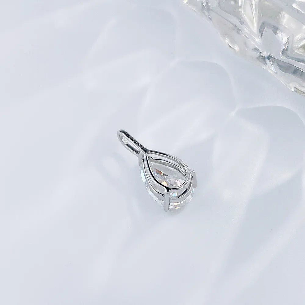 1.04 ct Minimalist Three-Prong Pear-Cut Lab-Grown Diamond Pendant in 18K White Gold