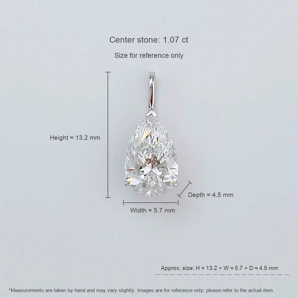 1.04 ct Minimalist Three-Prong Pear-Cut Lab-Grown Diamond Pendant in 18K White Gold