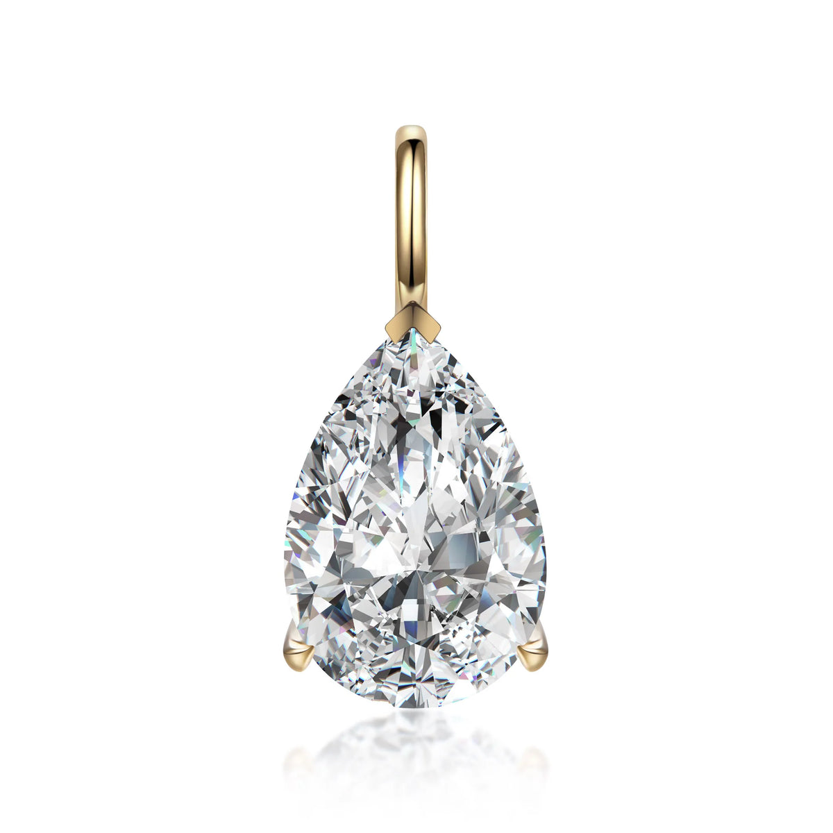 1.03 ct Minimalist Three-Prong Pear-Cut Lab-Grown Diamond Pendant in 18K Yellow Gold