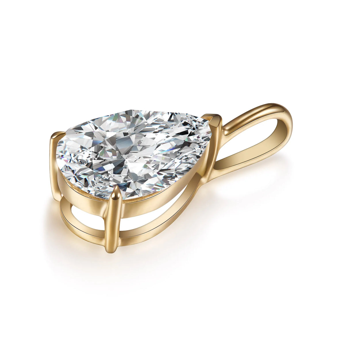 1.03 ct Minimalist Three-Prong Pear-Cut Lab-Grown Diamond Pendant in 18K Yellow Gold