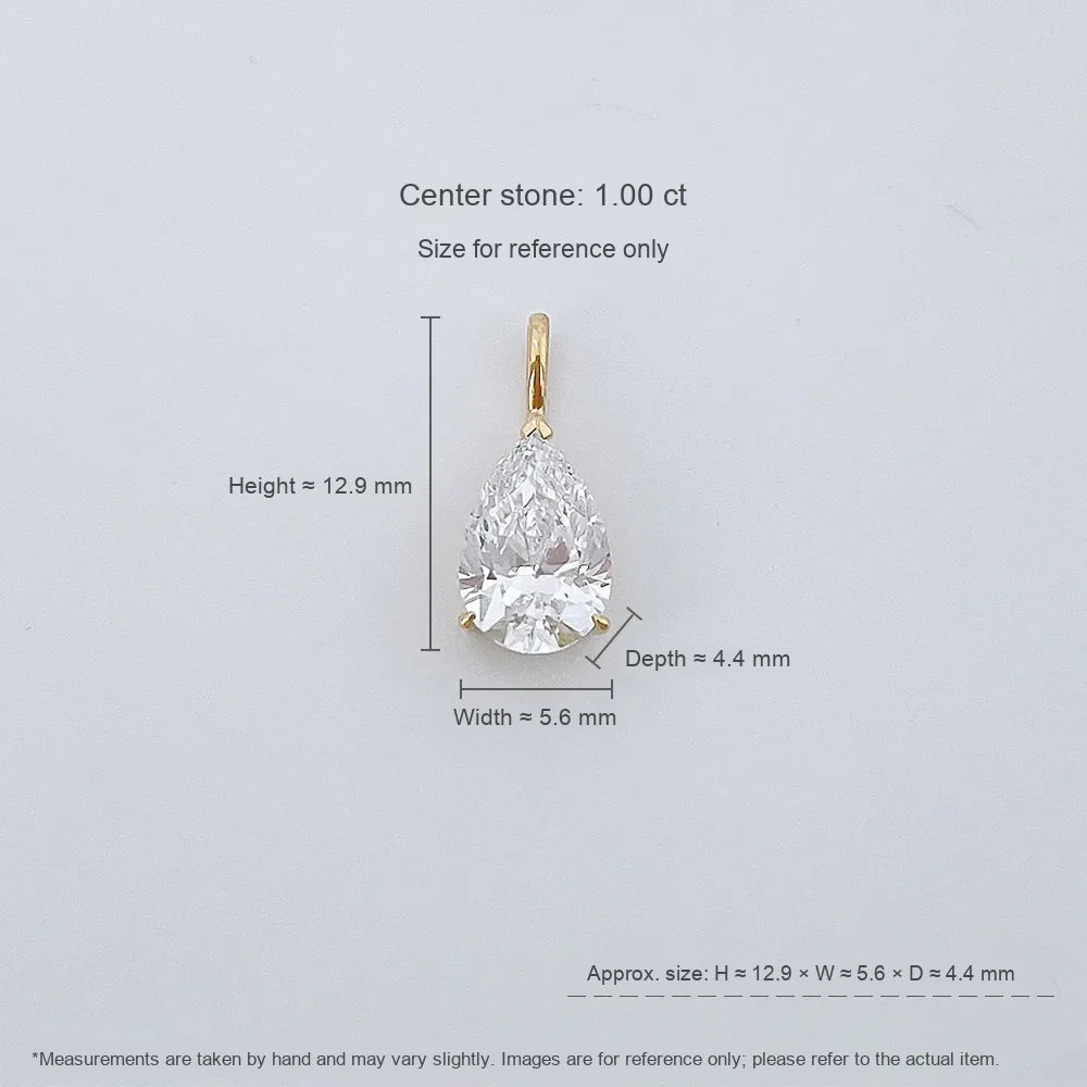 1.03 ct Minimalist Three-Prong Pear-Cut Lab-Grown Diamond Pendant in 18K Yellow Gold