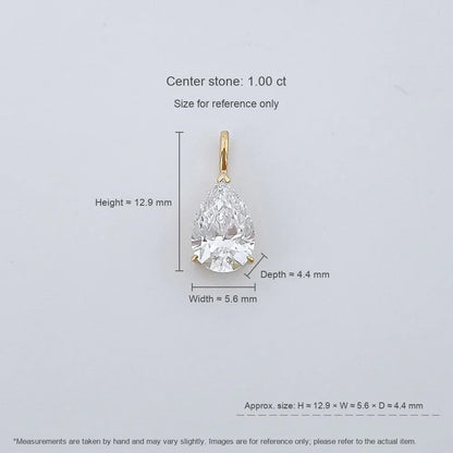 1.03 ct Minimalist Three-Prong Pear-Cut Lab-Grown Diamond Pendant in 18K Yellow Gold