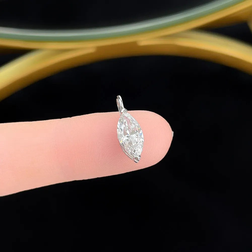 1.08 ct Minimalist Marquise-Cut Lab-Grown Diamond Pendant in 18K White Gold