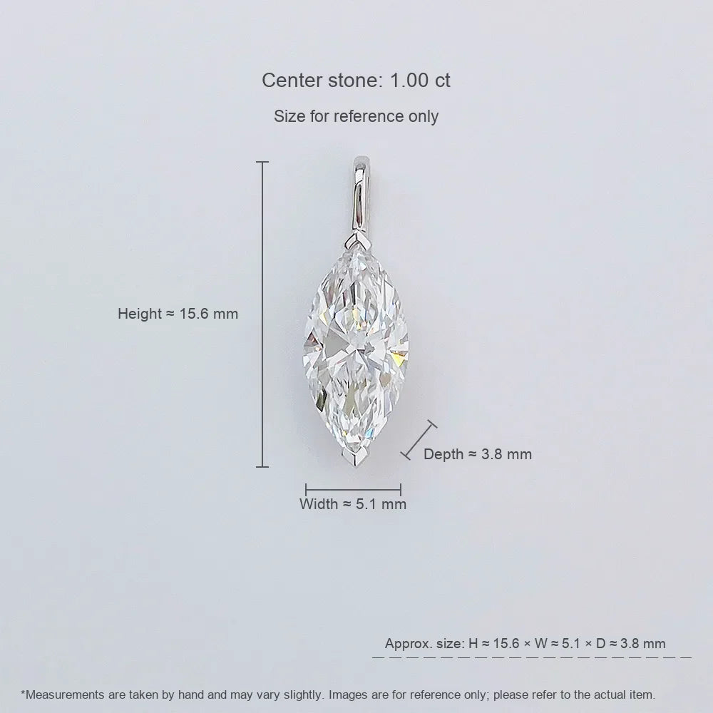 1.08 ct Minimalist Marquise-Cut Lab-Grown Diamond Pendant in 18K White Gold