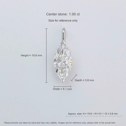 1.08 ct Minimalist Marquise-Cut Lab-Grown Diamond Pendant in 18K White Gold