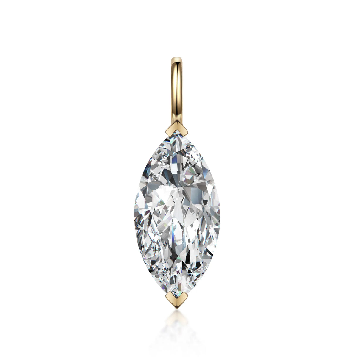 1.28 ct Minimalist Marquise-Cut Lab-Grown Diamond Pendant in 18K Yellow Gold