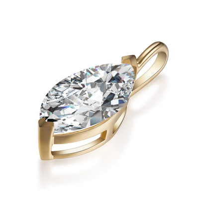 1.28 ct Minimalist Marquise-Cut Lab-Grown Diamond Pendant in 18K Yellow Gold