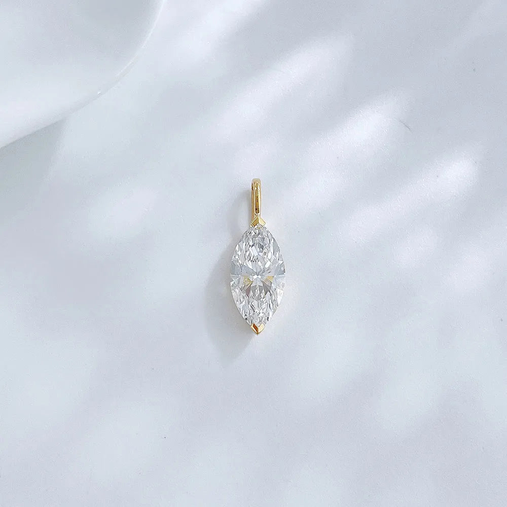 1.28 ct Minimalist Marquise-Cut Lab-Grown Diamond Pendant in 18K Yellow Gold