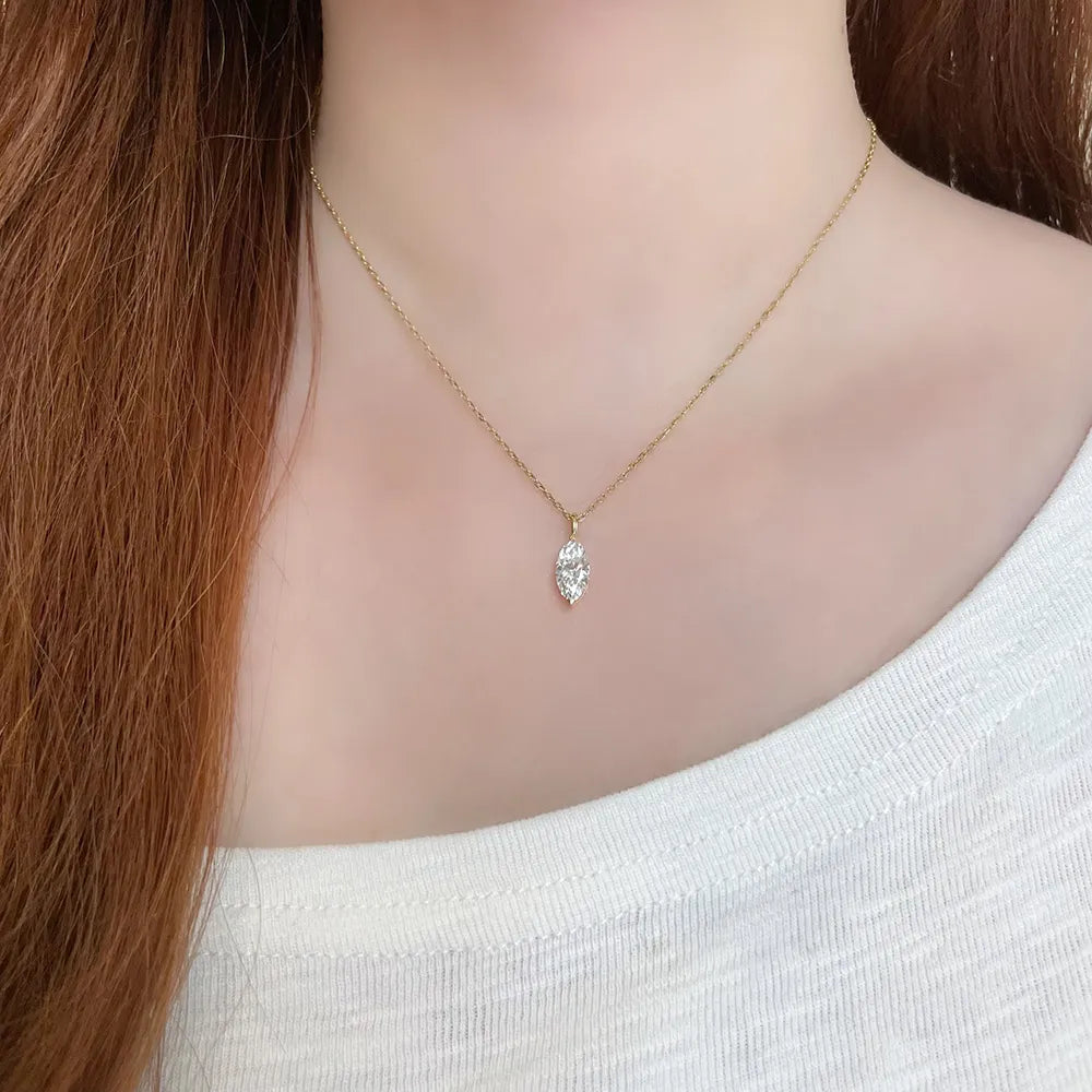 1.28 ct Minimalist Marquise-Cut Lab-Grown Diamond Pendant in 18K Yellow Gold