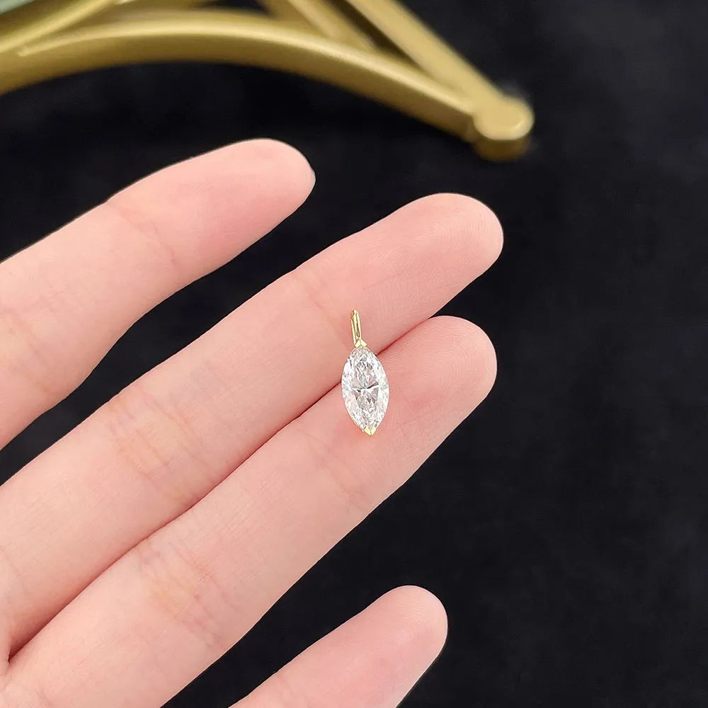 1.28 ct Minimalist Marquise-Cut Lab-Grown Diamond Pendant in 18K Yellow Gold