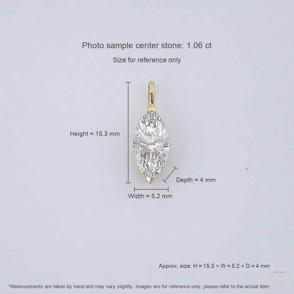 1.28 ct Minimalist Marquise-Cut Lab-Grown Diamond Pendant in 18K Yellow Gold