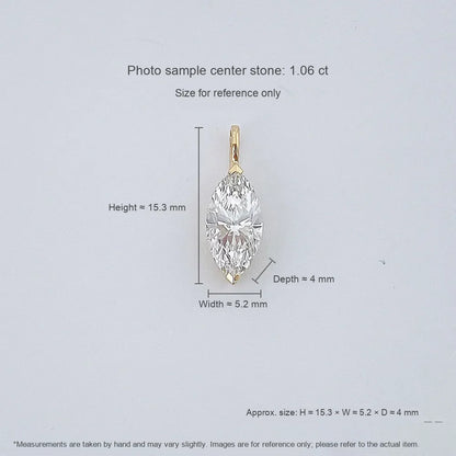 1.28 ct Minimalist Marquise-Cut Lab-Grown Diamond Pendant in 18K Yellow Gold