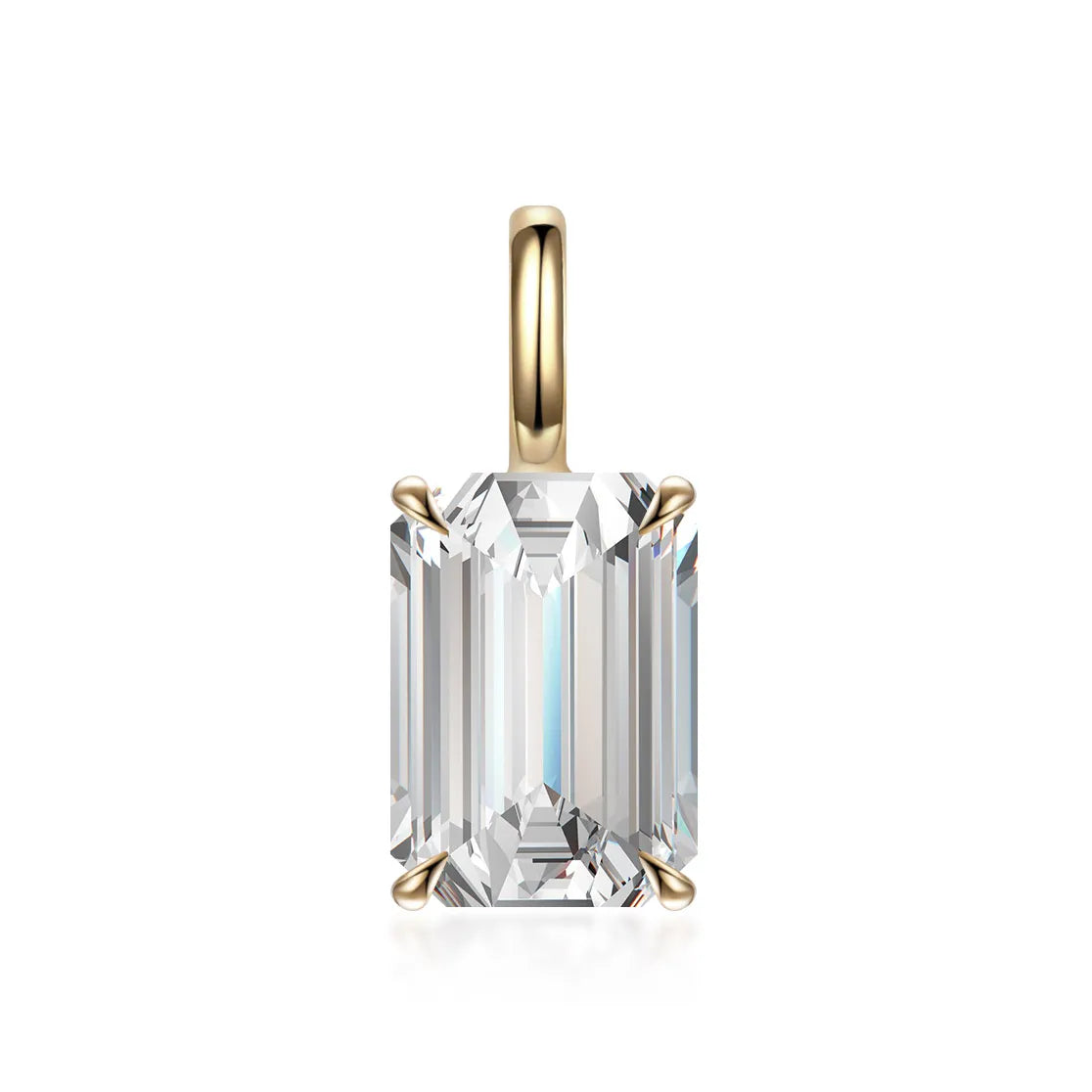 1.06 ct Minimalist Four-Prong Emerald-Cut Lab-Grown Diamond Pendant in 18K Yellow Gold