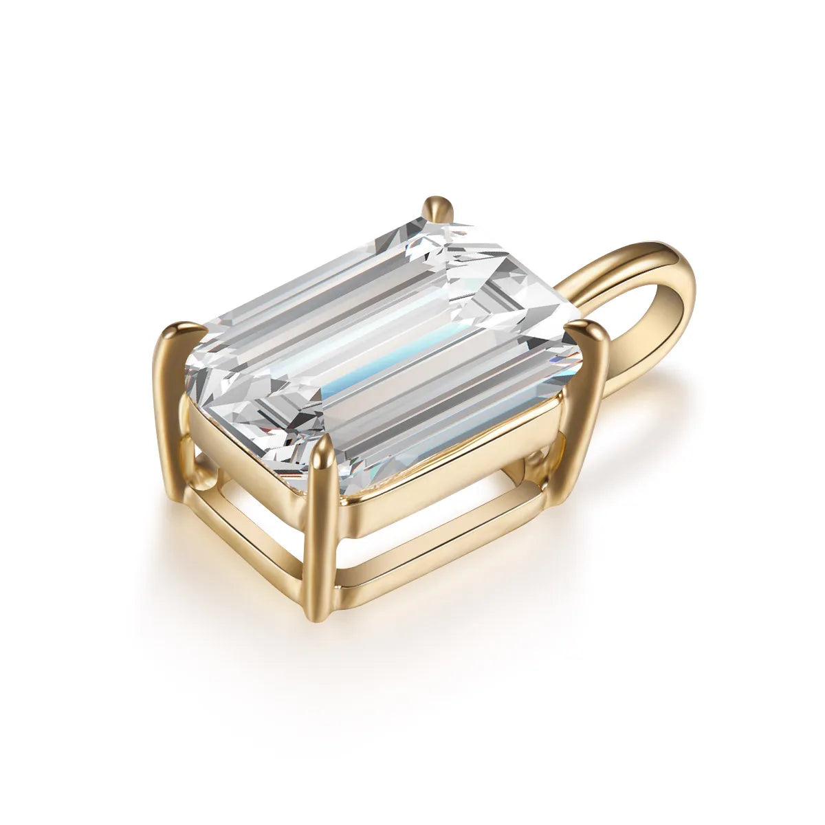 1.06 ct Minimalist Four-Prong Emerald-Cut Lab-Grown Diamond Pendant in 18K Yellow Gold